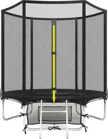 SPORTNOW Trambulină Exterior Ø183 cm Trambulină pentru Copii +6 Ani Adulți cu Plasă de Siguranță Scară cu 2 Trepte Negru | Aosom Romania