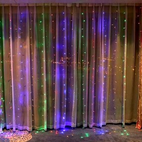 Instalatie de Craciun, perdea luminoasa 3 x 6 metri, fir gros, pentru fatade, diverse culori