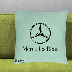 Perna Personalizata cu emblema Mercedes-Benz, 40x40 cm, Verde Menta, Husa Detasabila, Perna Inclusa, BEKZ®