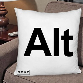 Perna Personalizata Tasta Alt Tipografie Bold, 40x40 cm, Alb Pufos, Husa Detasabila, Perna Inclusa, BEKZ®