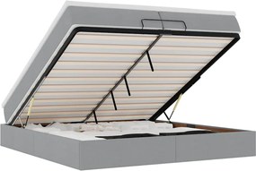 vidaXL Cadru de pat otoman cu saltele țesătură gri deschis 200x200cm