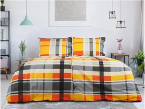 Lenjerie de pat creponata din bumbac Renforce ORANGE KUBE colorata Dimensiune lenjerie de pat: 70 x 90 cm | 140 x 200 cm