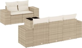 vidaXL Set canapele de grădină cu perne, 6 piese, bej, poliratan