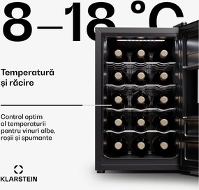 Klarstein Silent Vino 15 Uno, răcitor de vinuri, 39 l / 15 sticle, 5-18 °C, tactil