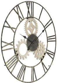 Ceas decorativ negru/crem din metal si MDF, ∅ 70 cm, Gear Mauro Ferretti