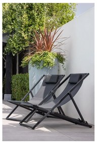 Șezlong de grădină negru din metal pliabil Esper – Exotan