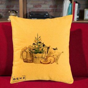 Perna Decorativa Colt Cozy de Craciun Boho, 40x40 cm, Galben, Husa Detasabila, Perna Inclusa, BEKZ®