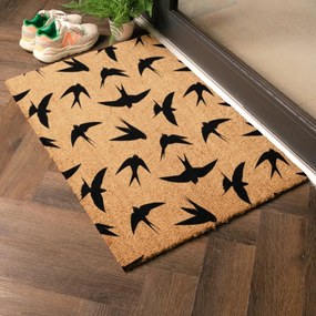 Covoraș de intrare din fibre de nucă de cocos 40x60 cm Swallows – Artsy Doormats