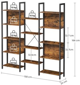 Bibliotecă NAVARO maro/negru