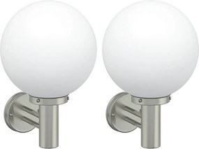 vidaXL Lumină de perete pentru exterior 2 pcs Argintiu 28 x 25 x 38 cm