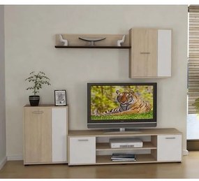 Mobilier pentru living Oslo 220 cm stejar sonoma si alb