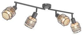 Plafoniera de design neagră cu aur 4 lumini ovală - Noud