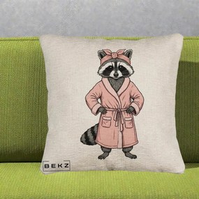Perna Decorativa Albinuta Kawaii Vesela, 40x40 cm, Bej Canapea, Husa Detasabila, Perna Inclusa, BEKZ®