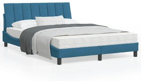 3207847 vidaXL Cadru de pat cu tăblie, albastru, 140x190 cm, catifea