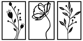 SET 3x decorațiune de perete 78x39 cm metal flori