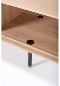 Comodă TV neagră/în culoare naturală din lemn de stejar 160x48 cm Fina – Gazzda