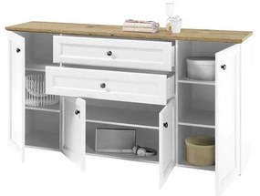 COMODA FIRENZE, 187X45X97 CM, 4 USI, 2 SERTARE, CULOARE ALB, MDF