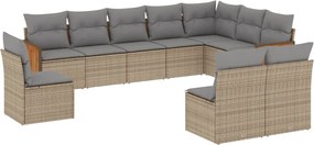 vidaXL Set canapele de grădină cu perne, 10 piese, bej, poliratan