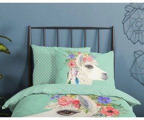 Lenjerie de pat pentru copii verde-mentă din bumbac pentru pat de o persoană, extinsă 140x220 cm Joey – Good Morning