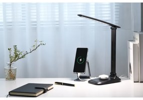 Immax 09106L - Lampă de birou LED LUMI, cu dimmer și încărcare wireless QI, LED/7W/230V, negru