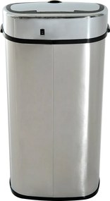 HomCom Cestino dei Rifiuti Rettangolare in Acciaio Inox con Sensore a Infrarossi, 68L