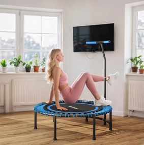 SPORTNOW Trambulină Fitness Ø114cm cu Mâner Reglabil 5 Poziții Capacitate 150kg Albastru | Aosom Romania