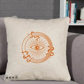 Perna Personalizata Ochiul Providentei Mistic Orange, 40x40 cm, Bej Canapea, Husa Detasabila, Perna Inclusa, BEKZ®