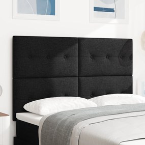 vidaXL Tăblie pat capitonată cu nasturi, negru, 140 cm, textil