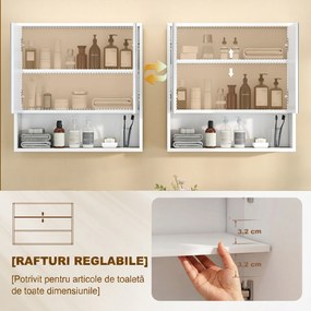 HOMCOM，Dulap de Baie Suspendat, Uși Soft-close, Raft Reglabil，60 x 16 x 60 cm，Alb | Aosom Romania