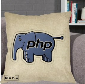 Perna Personalizata PHP Elephant, 40x40 cm, Crem, Husa Detasabila, Perna Inclusa, BEKZ®