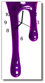 Ceas de perete din sticla vertical Vopsea violet lichid