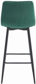 Scaun de bar verde inchis NADO VELVET cu picioare negre