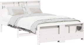 vidaXL Cadru de pat cu headboard Alb 120 x 190 cm Lemn compozit