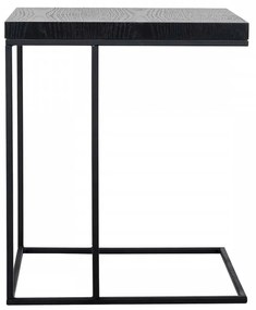 Masuta de cafea dreptunghiulara din stejar si metal Oakura 65x55x45 cm neagra