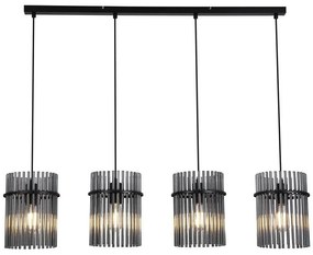 Lustra suspendata metal negru, tije din sticla Swizzle 4L