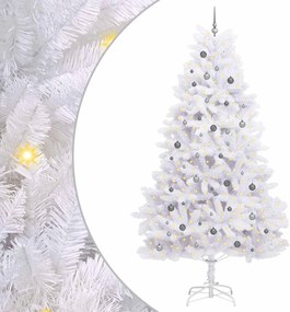 vidaXL Brad de Crăciun artificial Alb 138 x 138 x 300 cm PVC și Metal