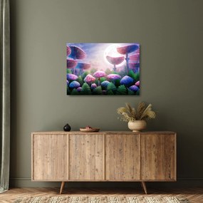 Tablou pe sticlă - Ciuperci sub lună plină (70x50 cm)