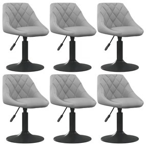 vidaXL Scaune de sufragerie pivotante 6 buc, gri deschis, catifea