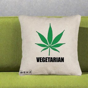 Perna Decorativa Vegetarian cu Frunza, 40x40 cm, Bej Canapea, Husa Detasabila, Perna Inclusa, BEKZ®