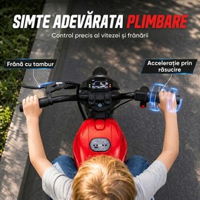 AIYAPLAY Motocicletă electrică de cross pentru copii, stil Harley, 24V, 6-12 ani, anvelope din cauciuc 30 cm, roșie | Aosom Romania
