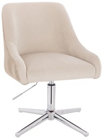 HR920CROSS Scaun Crem din Catifea cu Bază Cromata