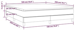 Pat box spring cu saltea, roz, 180x200 cm, catifea Roz, 25 cm, 180 x 200 cm