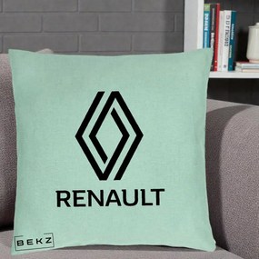 Perna Personalizata cu emblema Renault, 40x40 cm, Verde Menta, Husa Detasabila, Perna Inclusa, BEKZ®