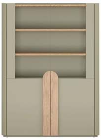 Vitrină Amilio 100 cm - eucalipt / stejar baltic dune / mânere stejar natural