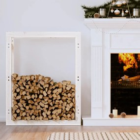 Rastel pentru lemne de foc, alb, 80x25x100 cm, lemn masiv pin Alb, 80 x 25 x 100 cm