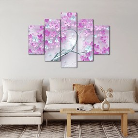 Tablouri cu flori pe trunchi argintiu - abstract (150x105 cm)