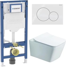 Rezervor WC cu cadru incastrat Geberit Duofix UP320 cu sistem de fixare, clapeta de actionare Sigma01 alb alpin plus vas WC Rune Jord alb cu capac softclose