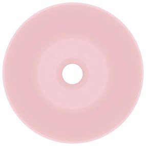 Chiuveta de baie, roz mat, ceramica, rotund matte pink