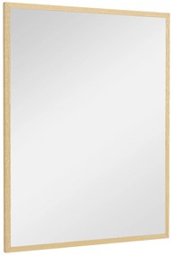 HOMCOM Oglindă de perete rectangulară 90 x 70 cm, cadru din lemn, ideală pentru baie, sufragerie sau dormitor, naturală | Aosom Romania