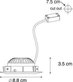 Set de 3 spoturi îngropate din oțel inclusiv LED IP44 - Relax LED